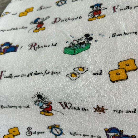 Vtg Mickey Mouse Print Flannel Sheet Cotton Disney Flat - Picture 2 of 9